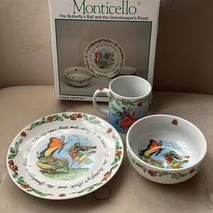Monticello 3 piece porcelain child’s set NEW IN BOX!